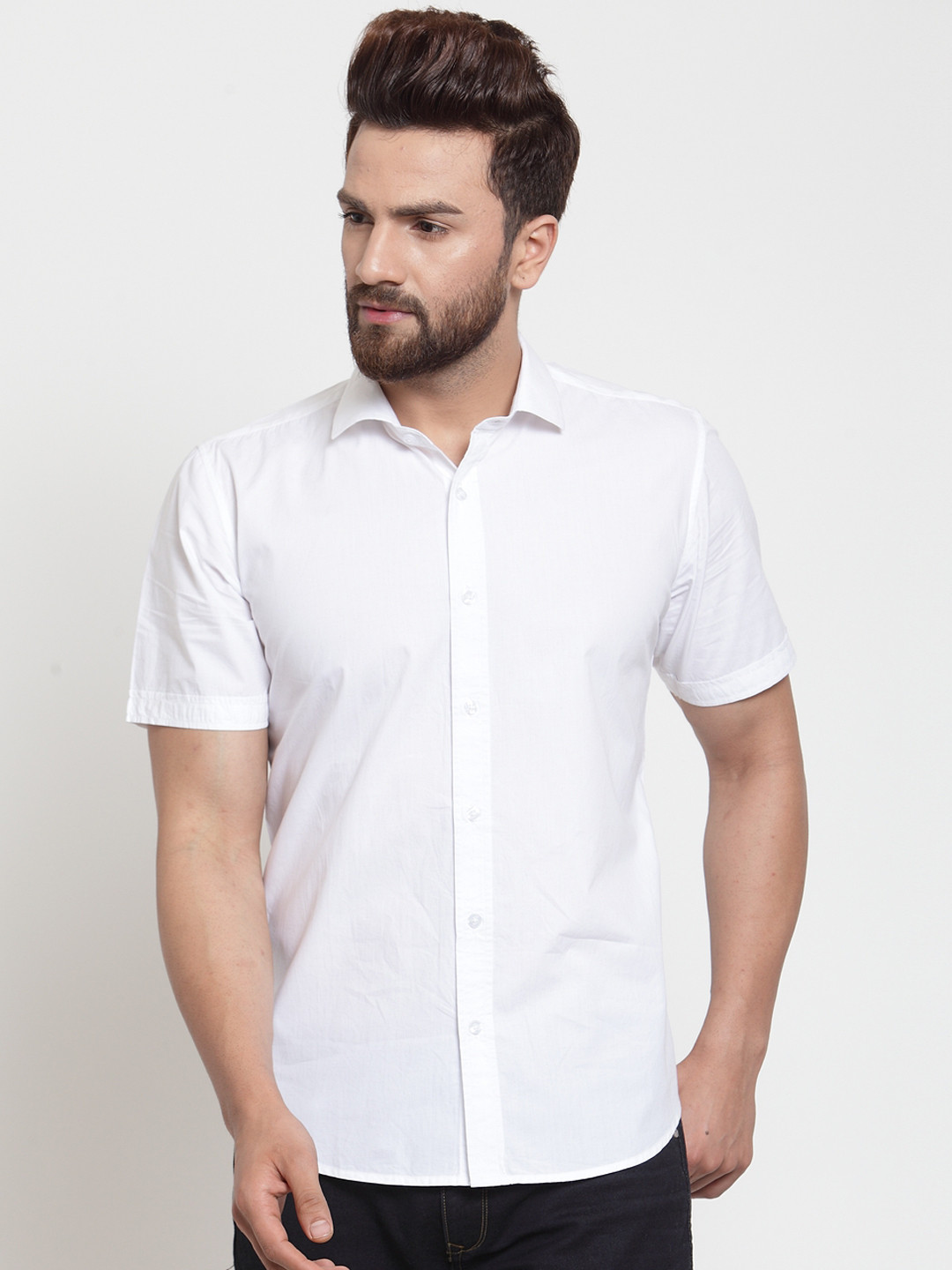 

Purple State Men White Slim Fit Solid Casual Shirt