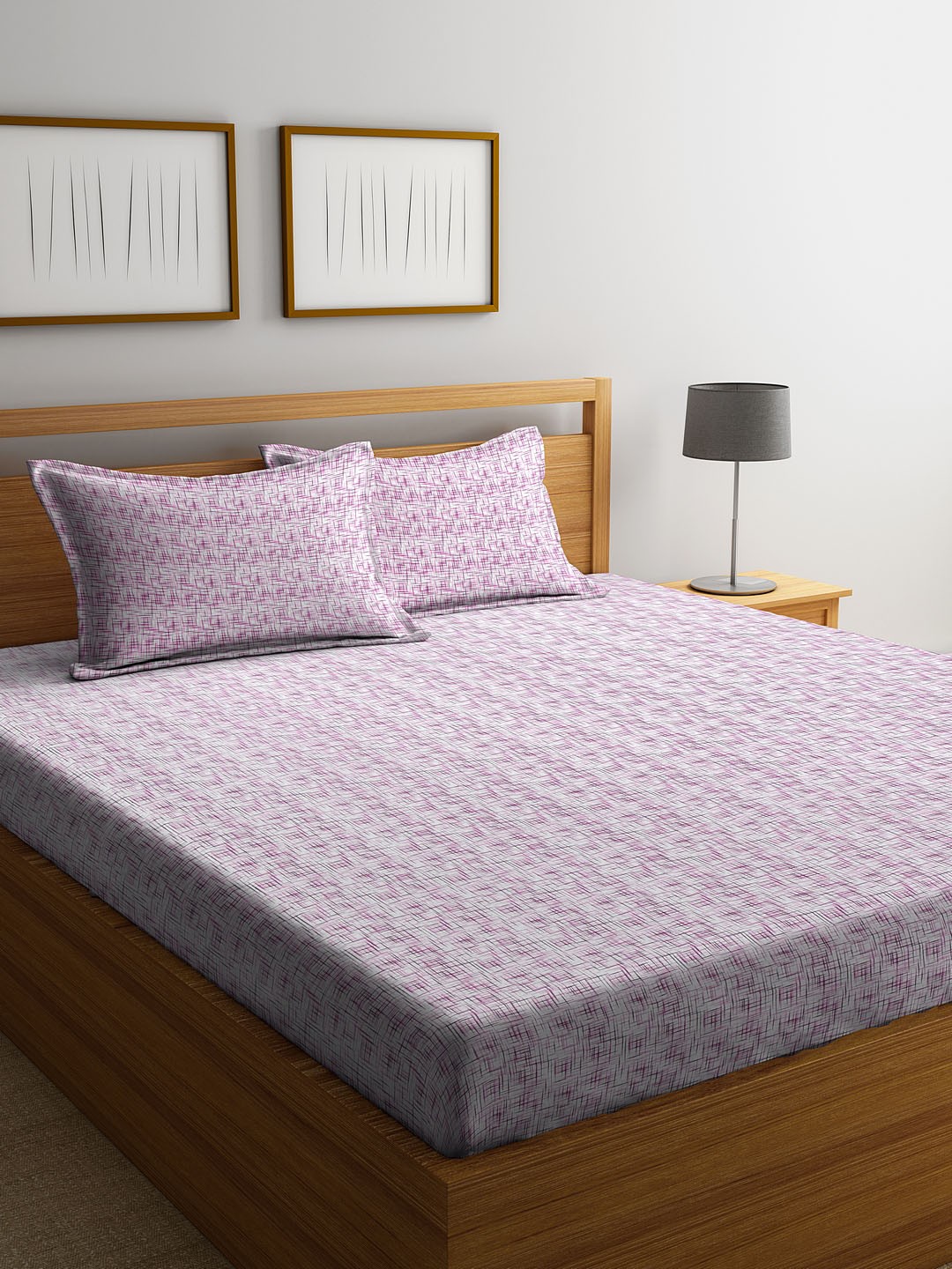 

Cortina Purple & Off-White Ethnic Motifs 144 TC Cotton 1 Queen Bedsheet with 2 Pillow Covers