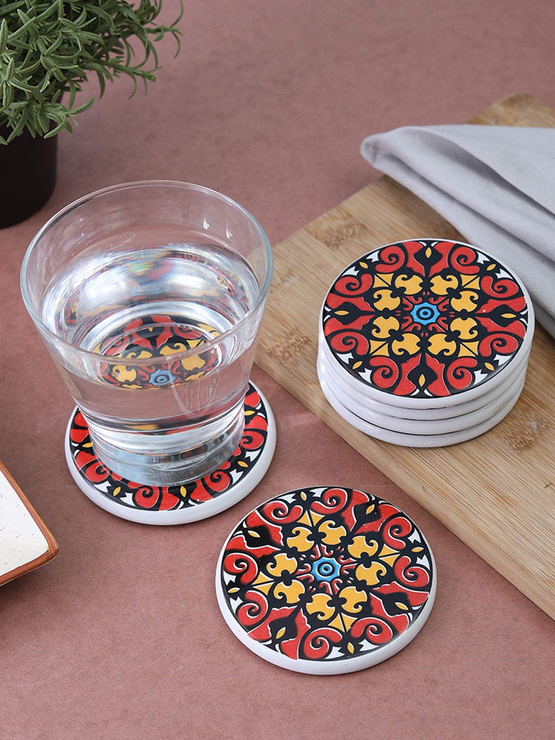 

VarEesha Set of 6 Multicoloured Printed Coasters, Multi
