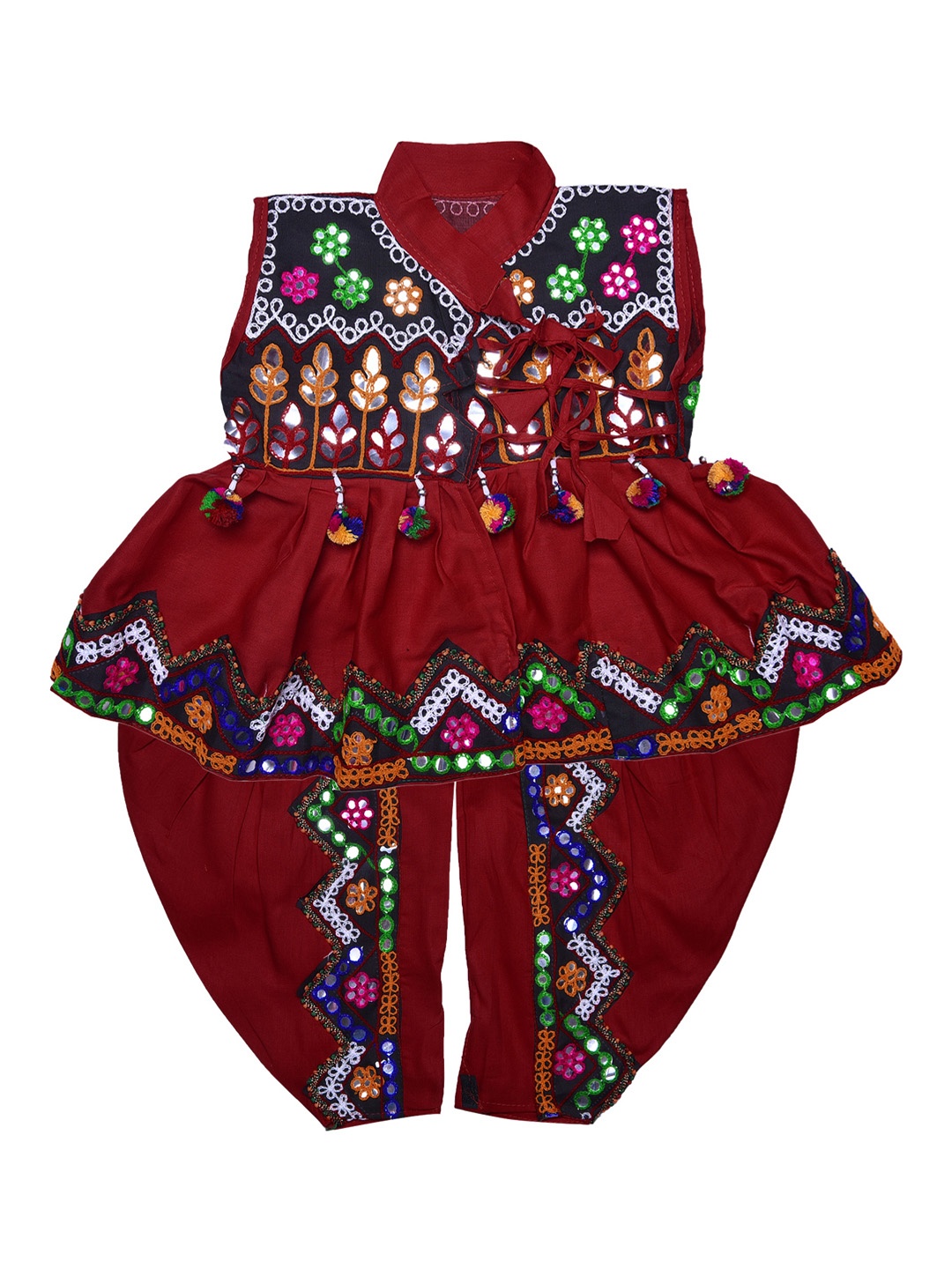 

Wish Karo Boys Maroon Embroidered Kurta with Dhoti Pants