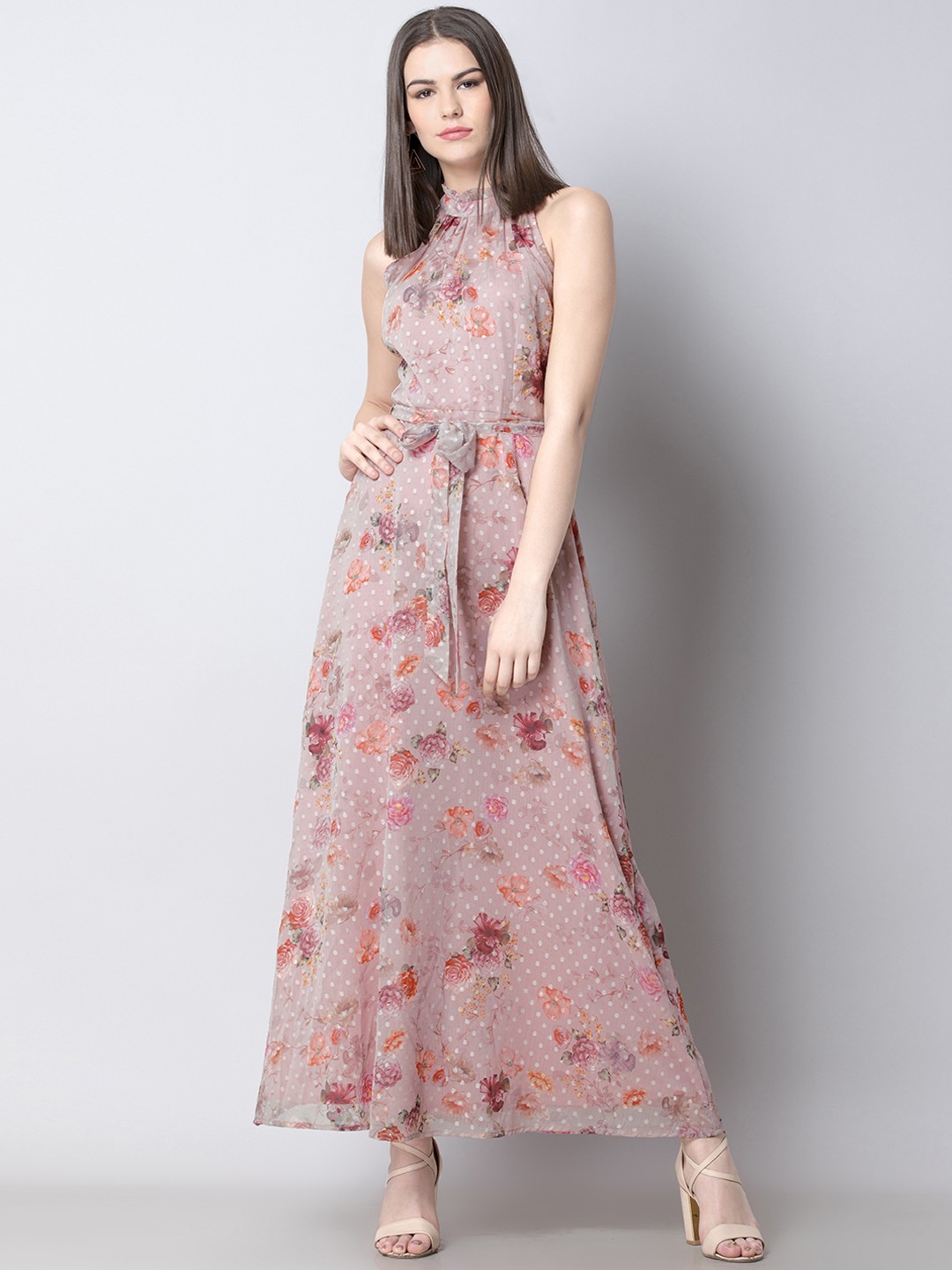

FabAlley Women Floral Print Pink Maxi Dress