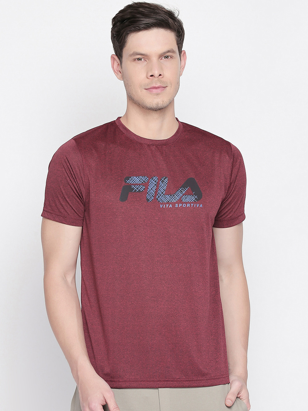 

FILA Men Maroon Printed Round Neck T-shirt