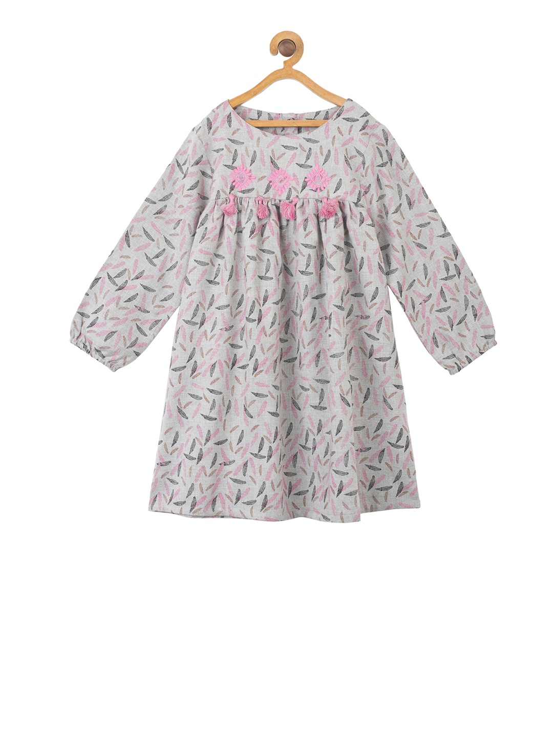 

Miyo Girls Grey Printed A-Line Dress