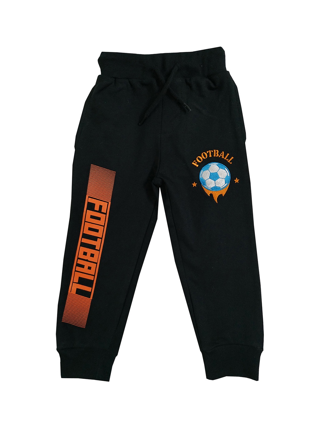KiddoPanti Boys Black Printed Regular Fit Joggers