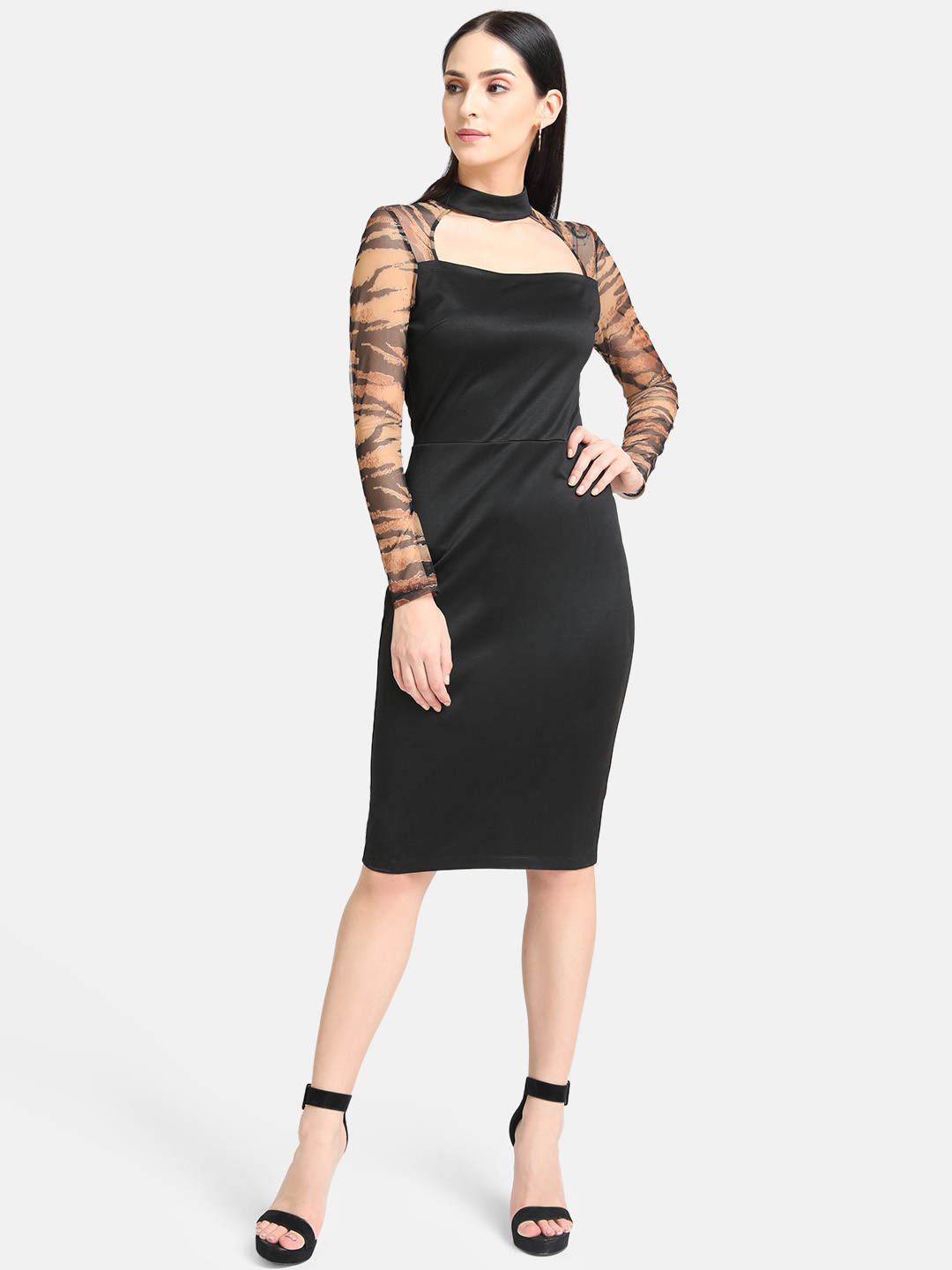 

Kazo Women Solid Black Sheath Dress