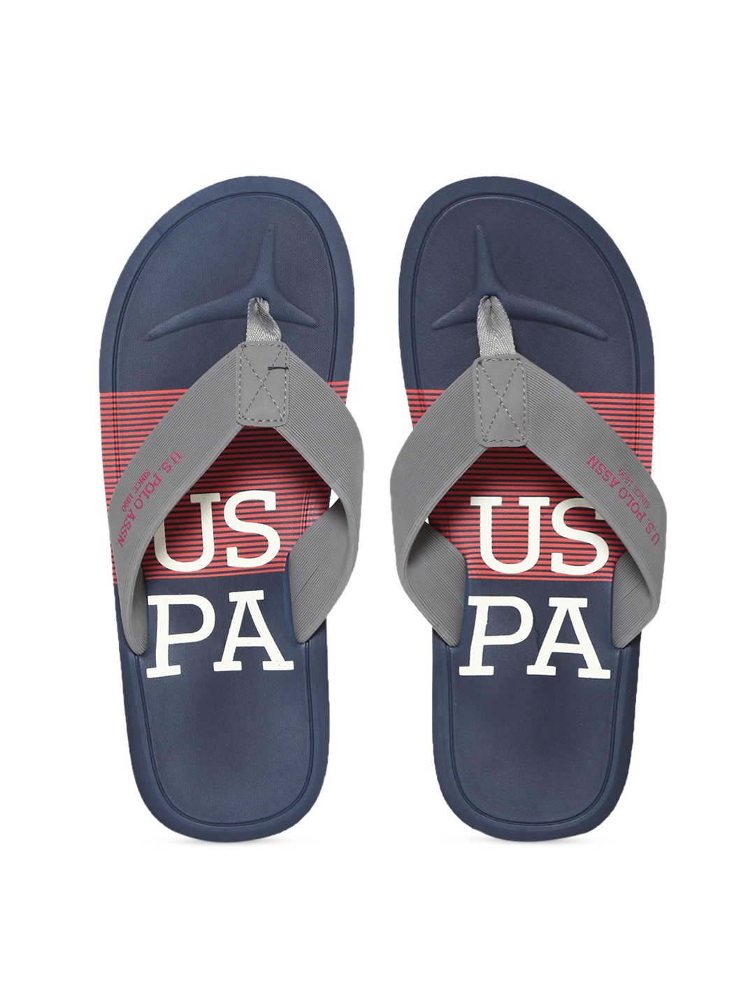 

U.S. Polo Assn. Men Blue & Grey Colourblocked Thong Flip Flops