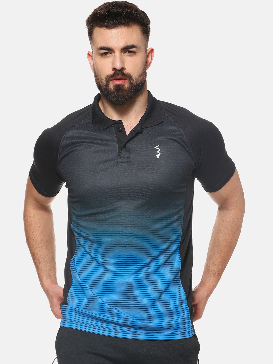 Campus Sutra Men Blue Polo Collar T-shirt