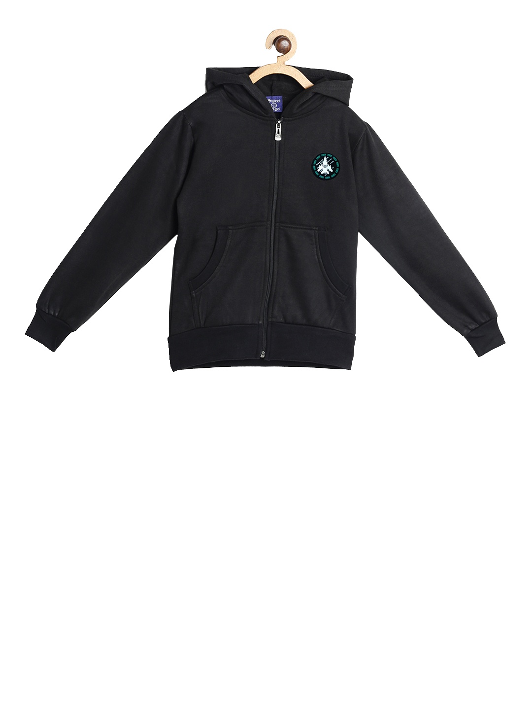 

SWEET ANGEL Girls Black Solid Hooded Sweatshirt