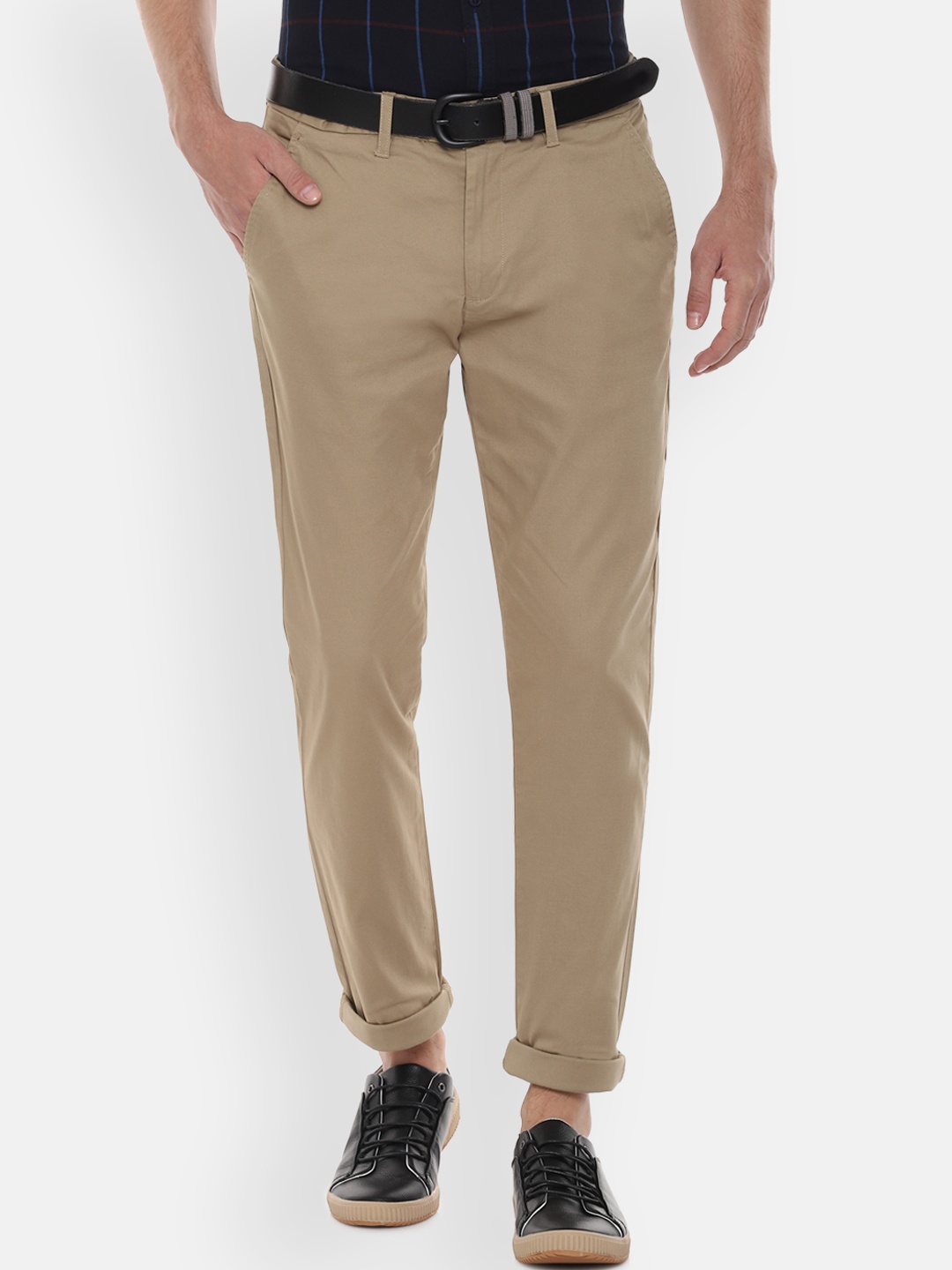 

People Men Beige Regular Fit Solid Chinos