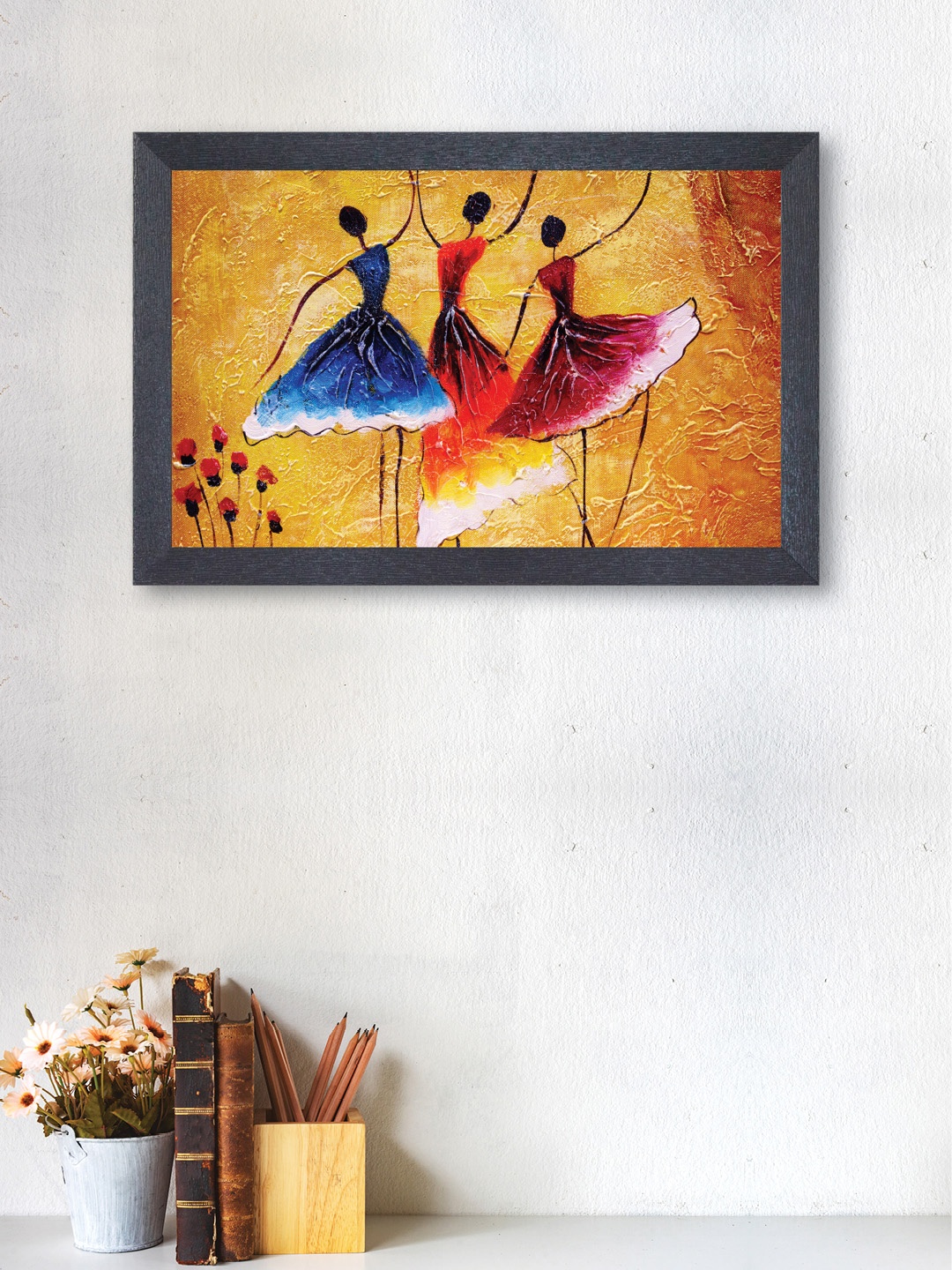 

nest ART Multicoloured Synthetic Wood Ladies Dance Wall Art, Multi