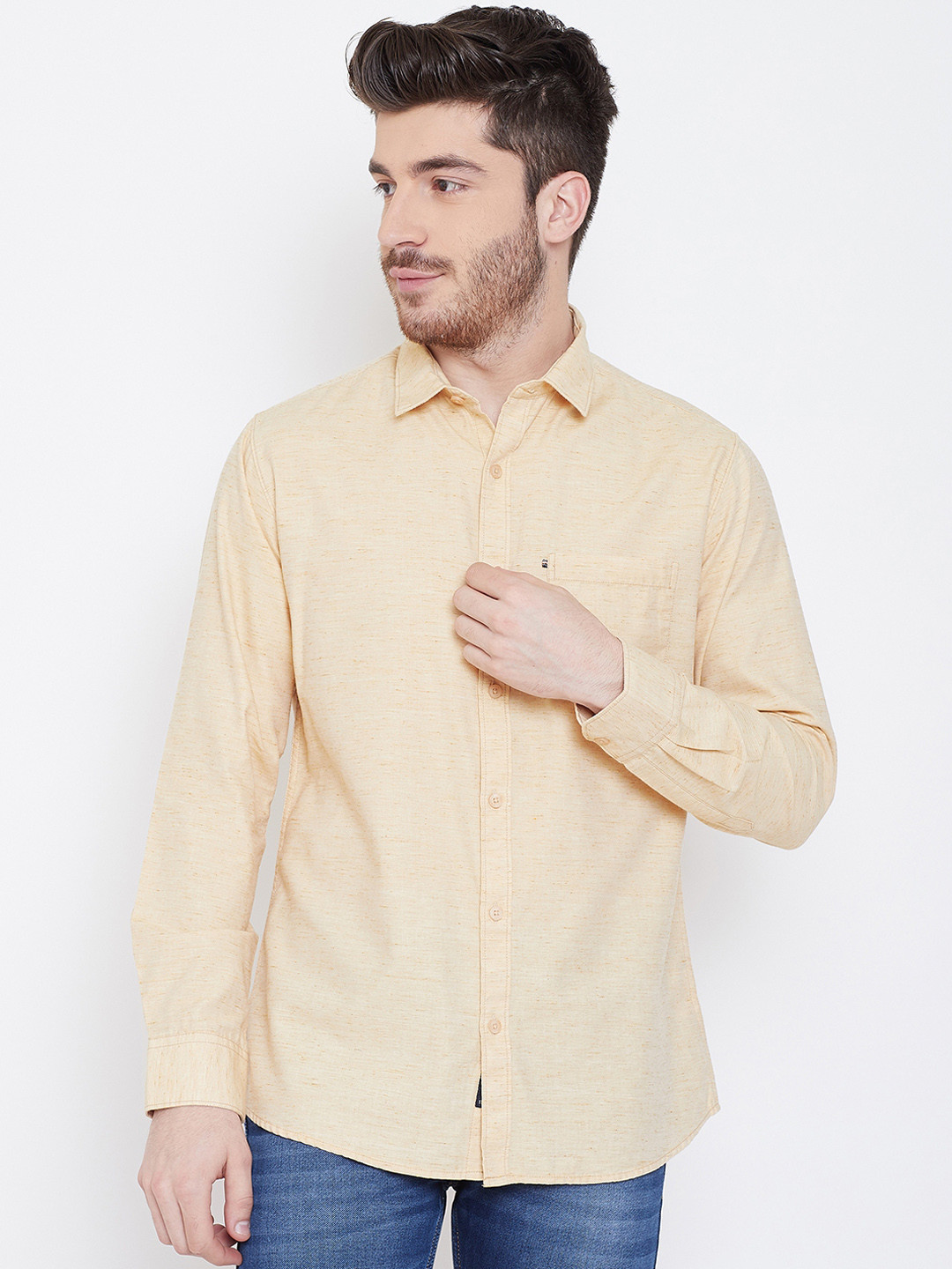 

Duke Men Regular Fit Solid Casual Shirt, Beige