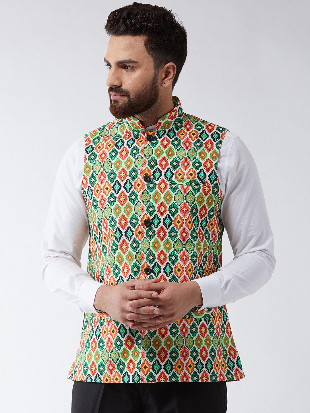 

SOJANYA Green & Red Printed Nehru Jacket