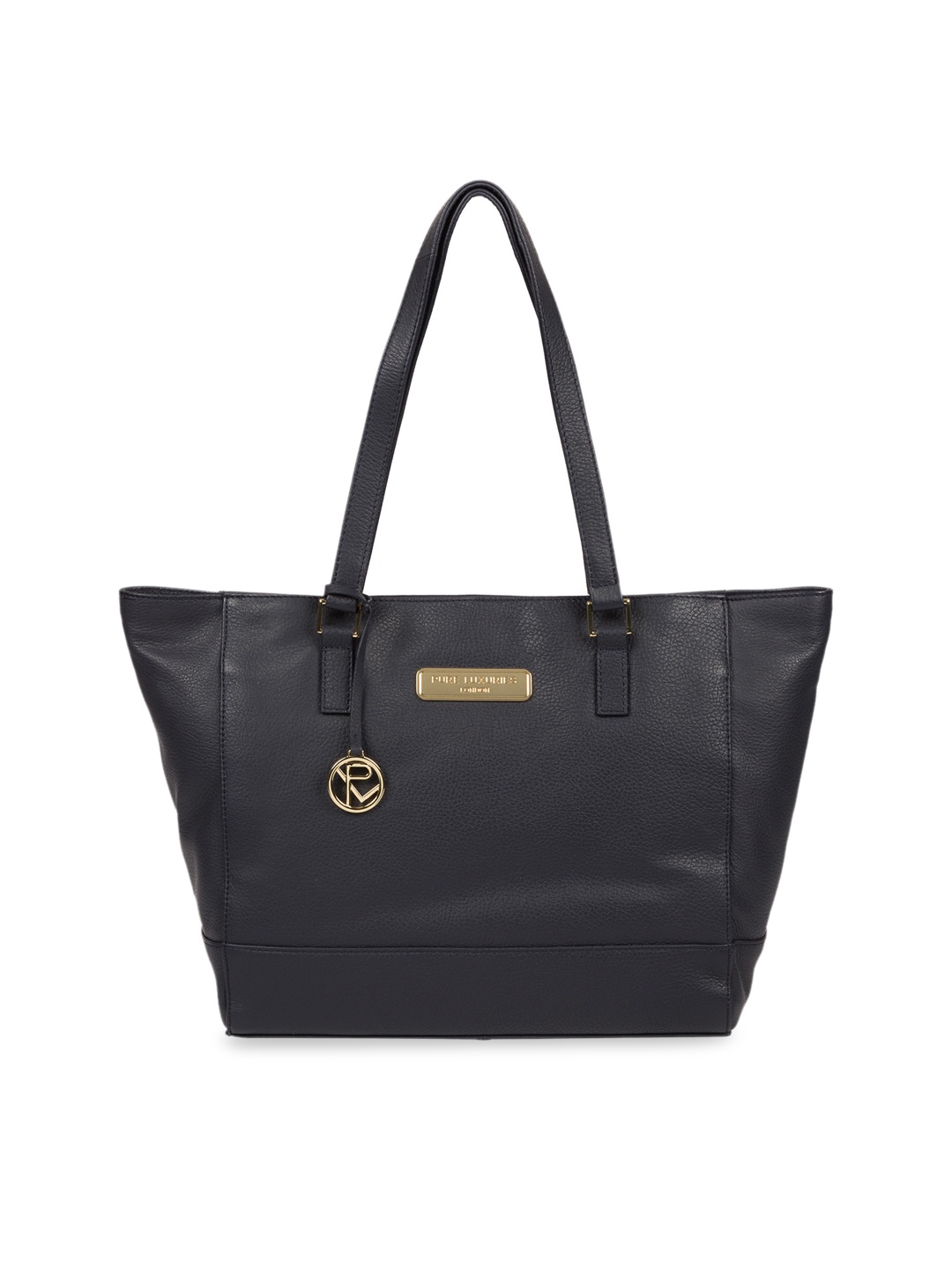 

PURE LUXURIES LONDON Women Navy Blue Solid Genuine Leather Sophie Tote Bag