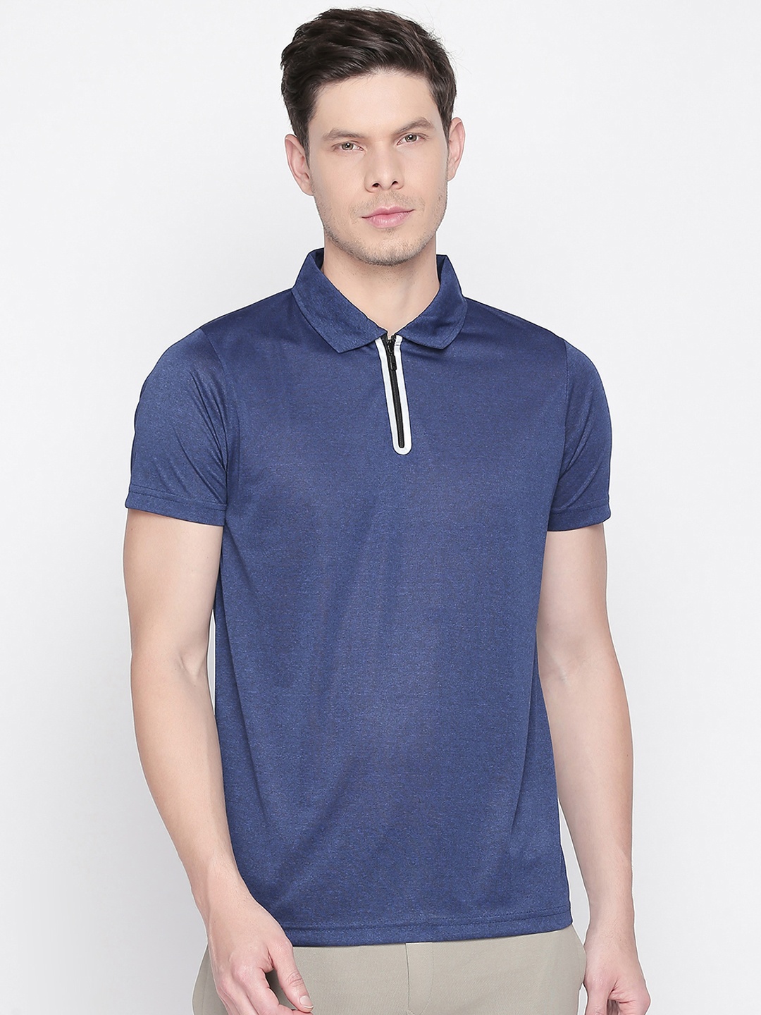 

FILA Men Blue Solid Polo Collar Slim Fit T-shirt