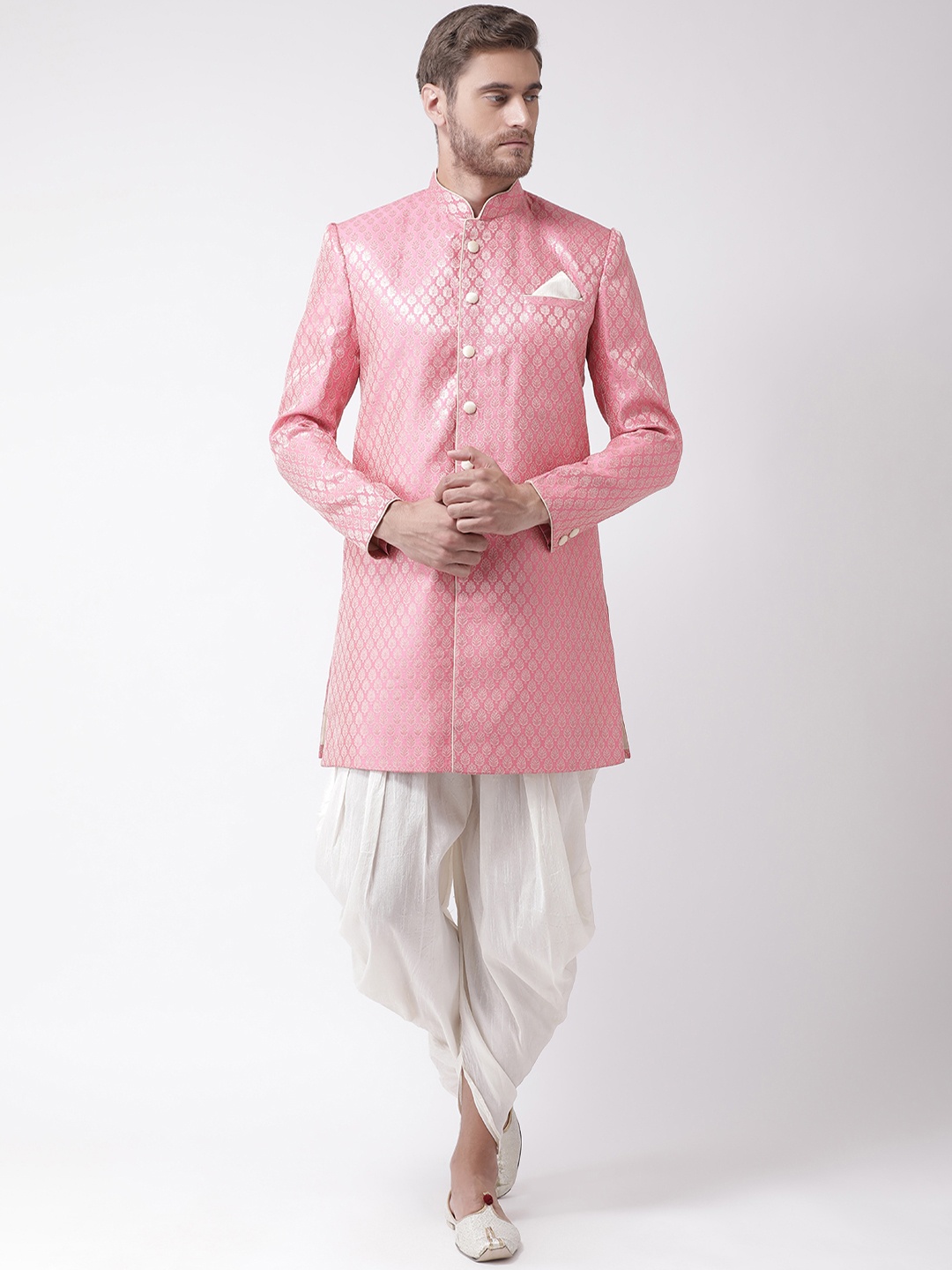 

DEYANN Men Pink & Off White Sherwani With Dhoti Pants