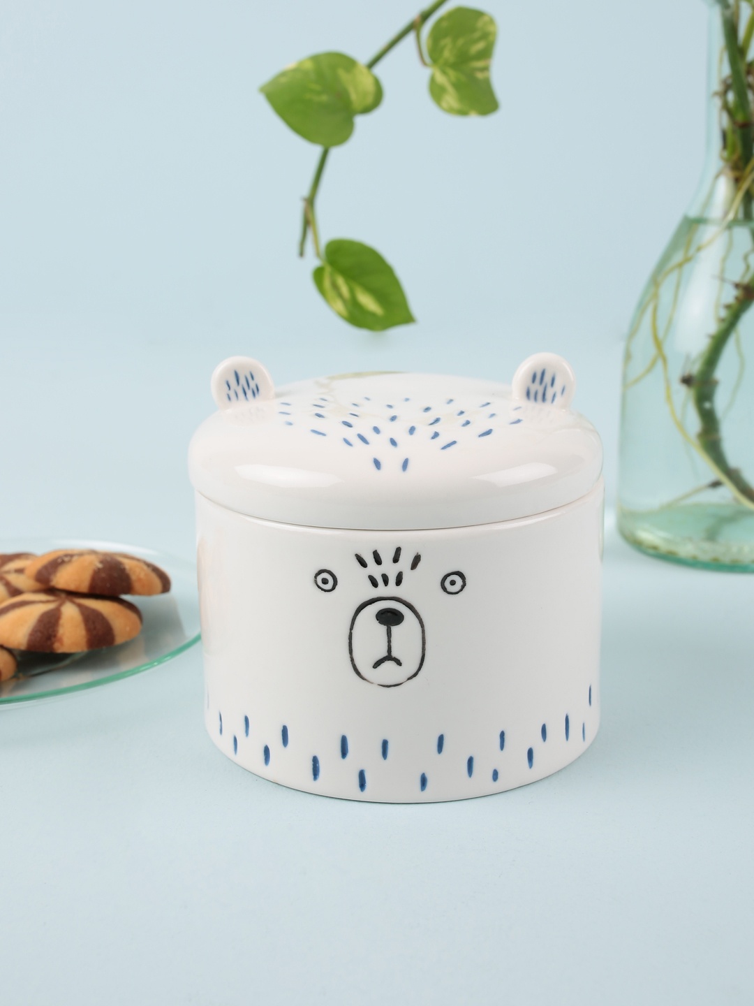 

Chumbak White Hand-Painted Beary Bae Storage Jar