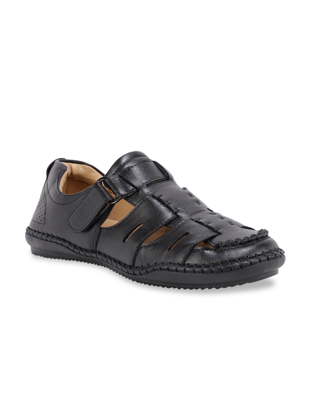 

SHENCES Men Black Solid Comfort Sandals