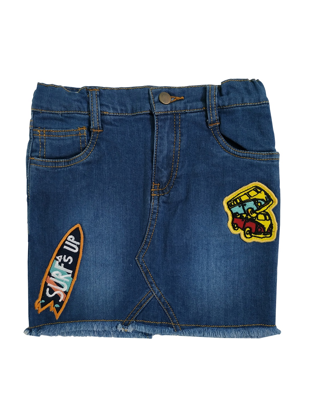 

KiddoPanti Girls Blue Solid Straight Denim Skirt