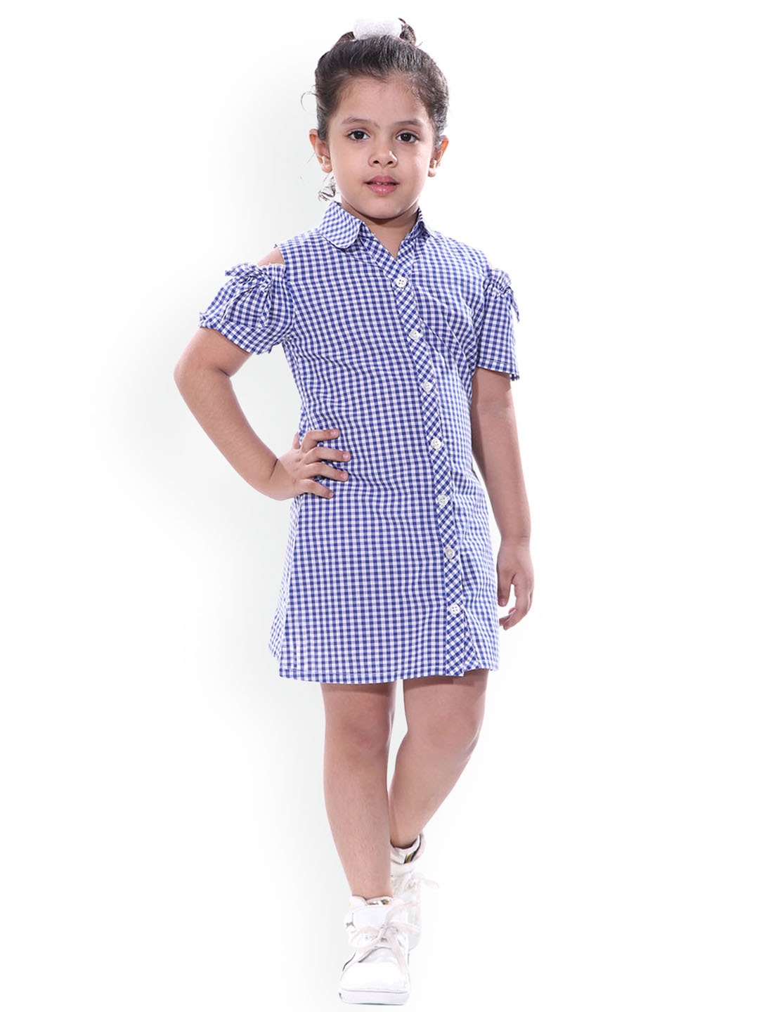 

Naughty Ninos Girls Checked Blue Shirt Dress