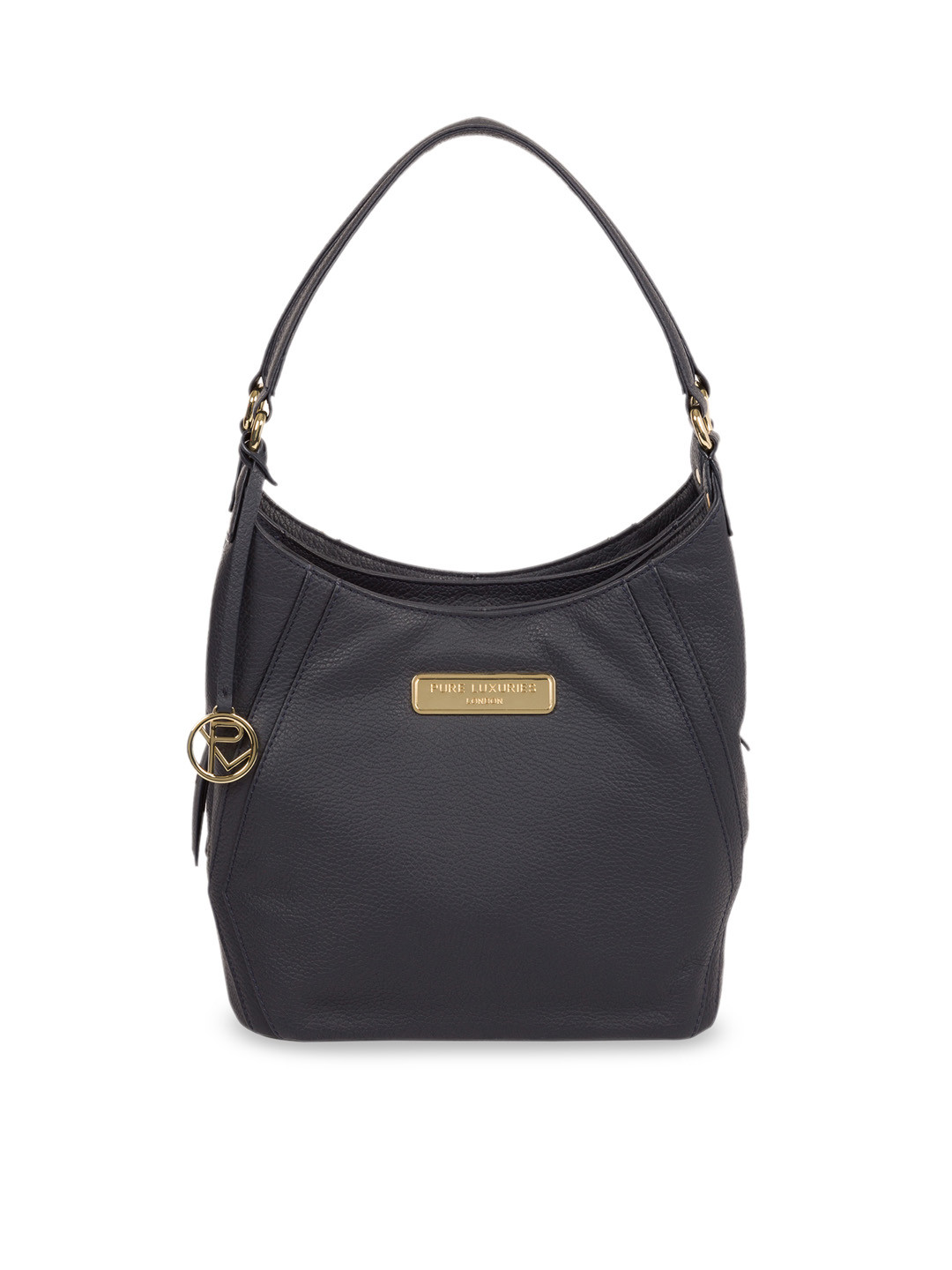 

PURE LUXURIES LONDON Women Navy Blue Solid Genuine Leather Abigail Tote Bag