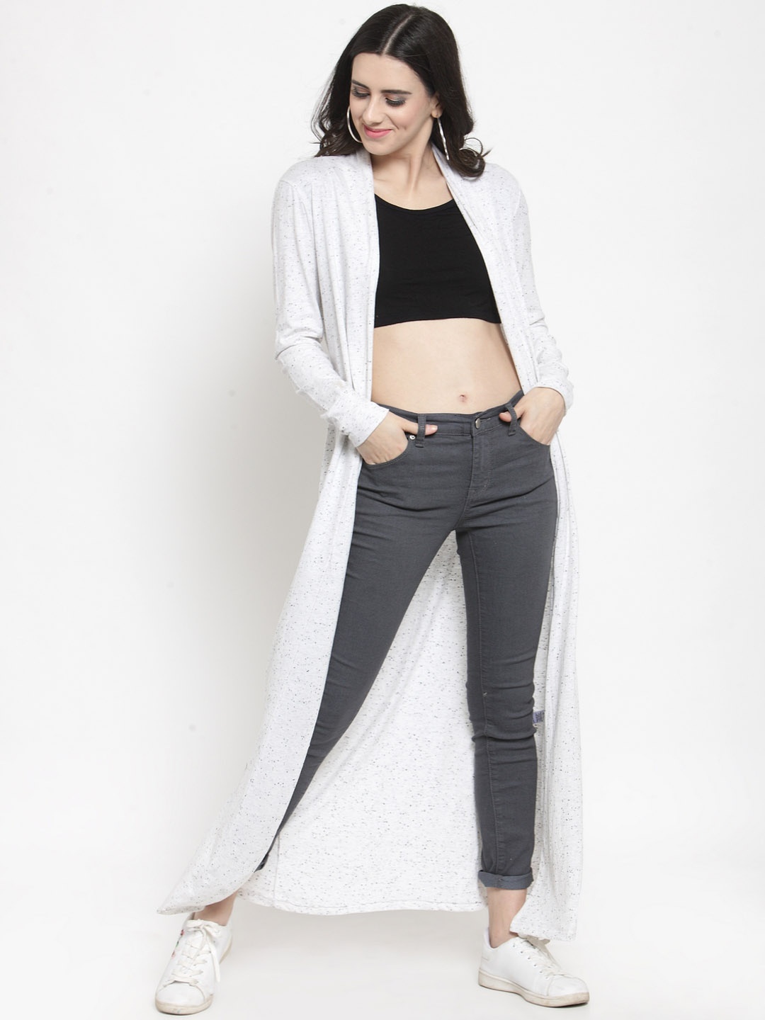 

Sera Women Off-White Solid Open Front Shrug