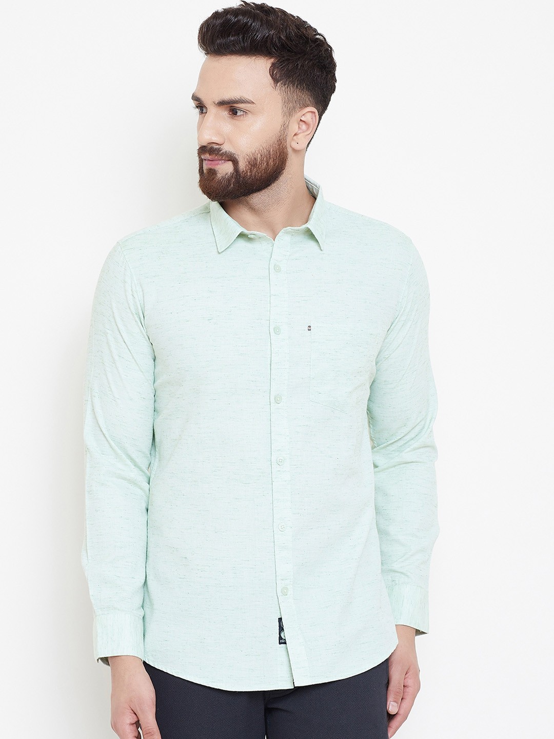 

Duke Men Green Regular Fit Solid Casual Shirt