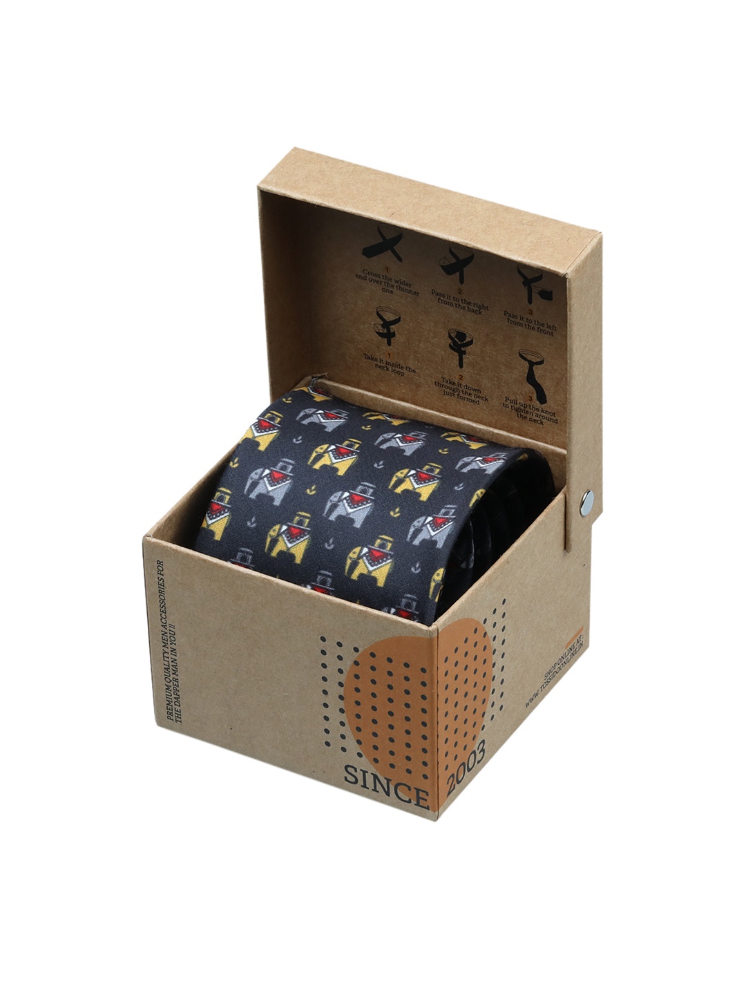 

Tossido Black Printed Broad Tie