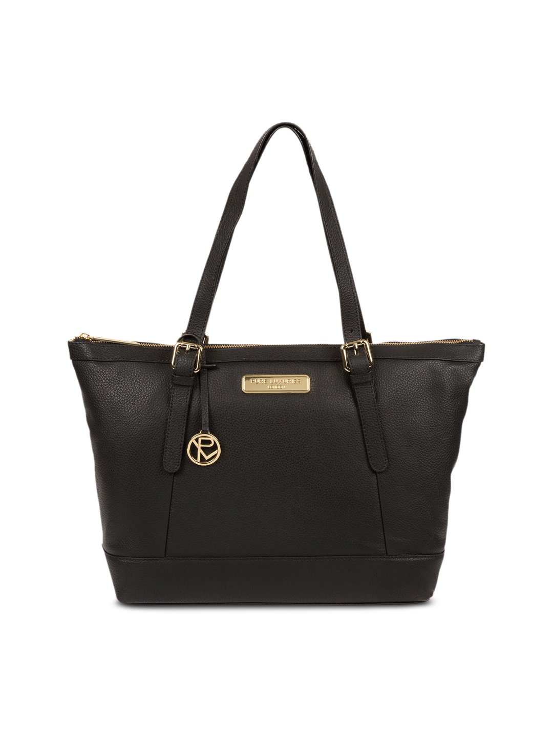

PURE LUXURIES LONDON Women Black Solid Genuine Leather Emily Tote Bag