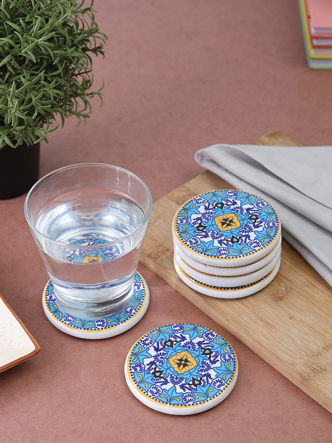 

VarEesha Set of 6 Multicoloured Printed Coasters, Multi