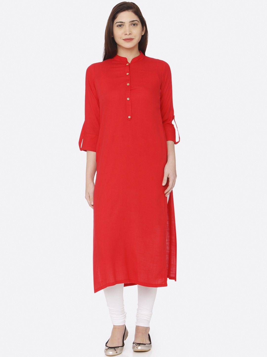 

RAISIN Women Red Solid Straight Kurta