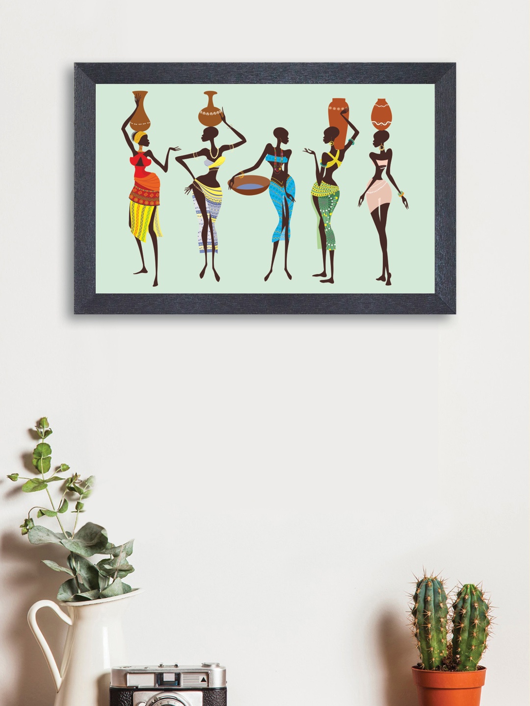 

nest ART Multicoloured Synthetic Wood Village Ladies Wall Art, Multi