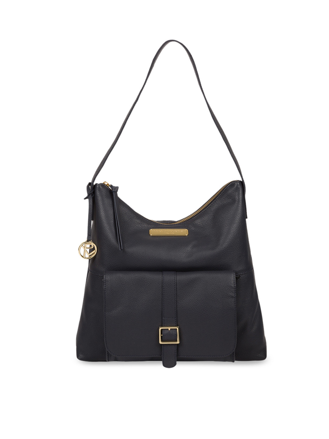 

PURE LUXURIES LONDON Women Navy Blue Solid Genuine Leather Imogen Tote Bag
