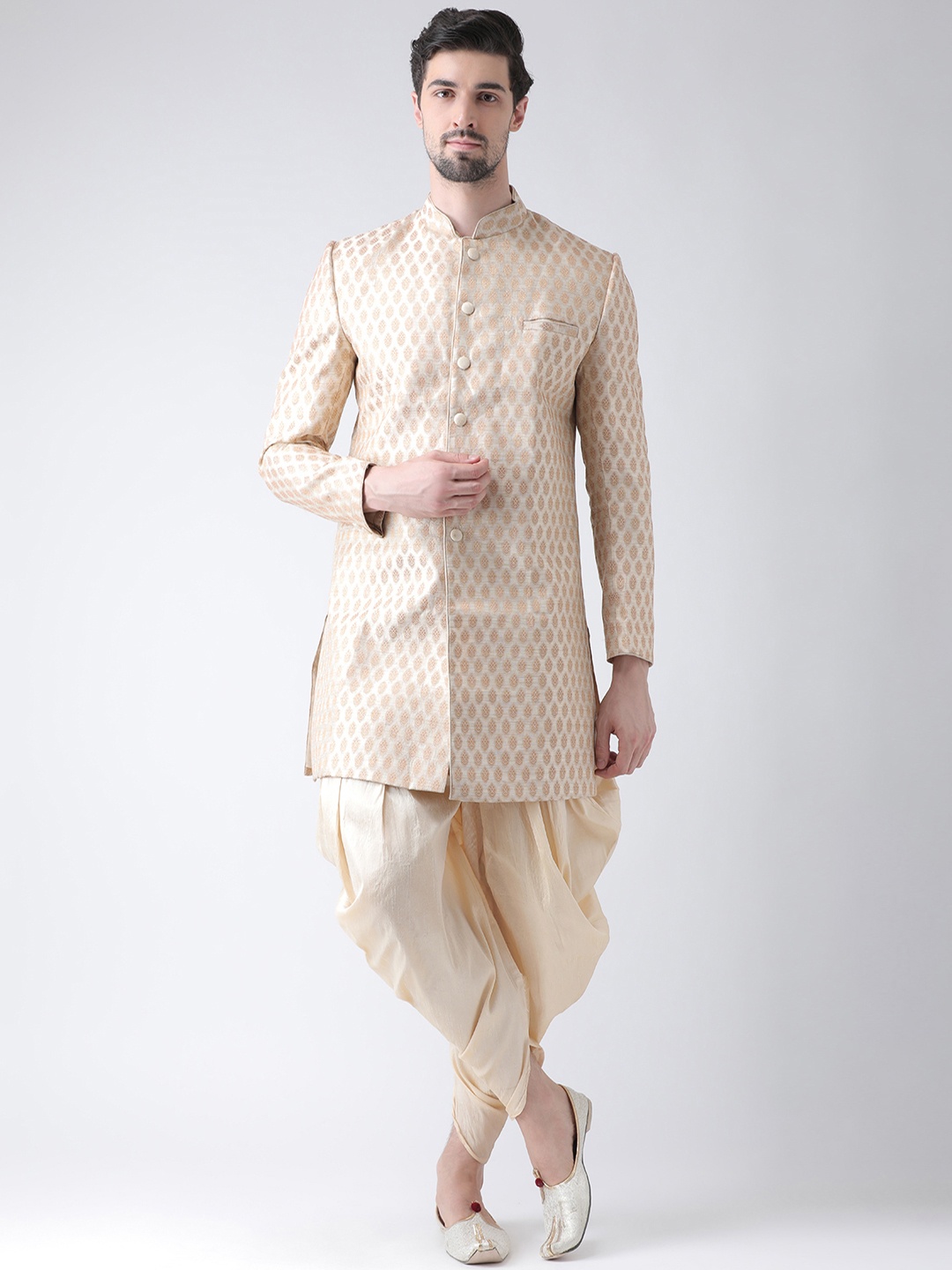 

DEYANN Men Cream-Coloured Sherwani With Dhoti Pants