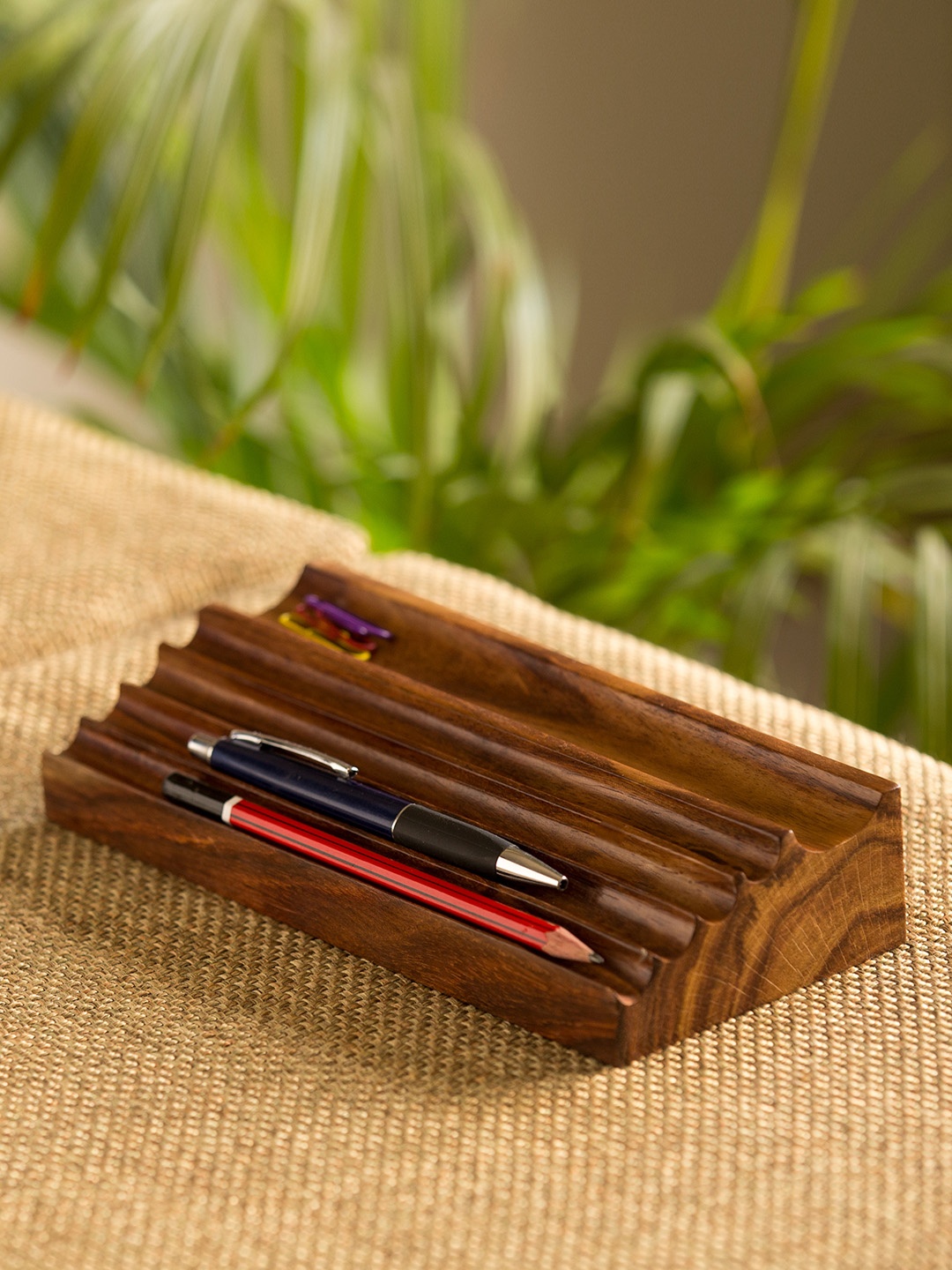 

ExclusiveLane 'Staircase Organiser' Handcrafted Pen Stand In Sheesham Wood, Brown