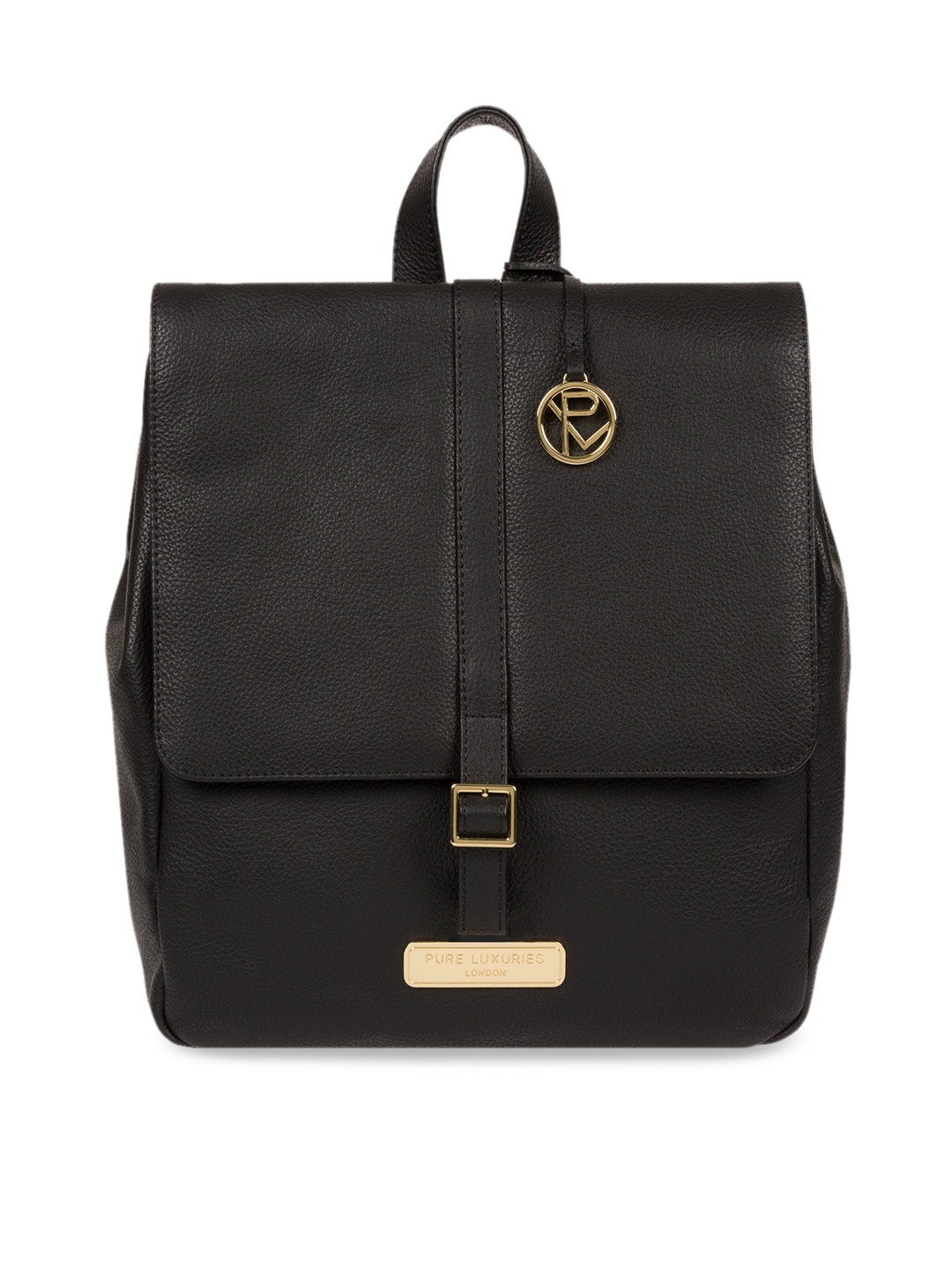 

PURE LUXURIES LONDON Women Black Solid Genuine Leather Daisy Backpack