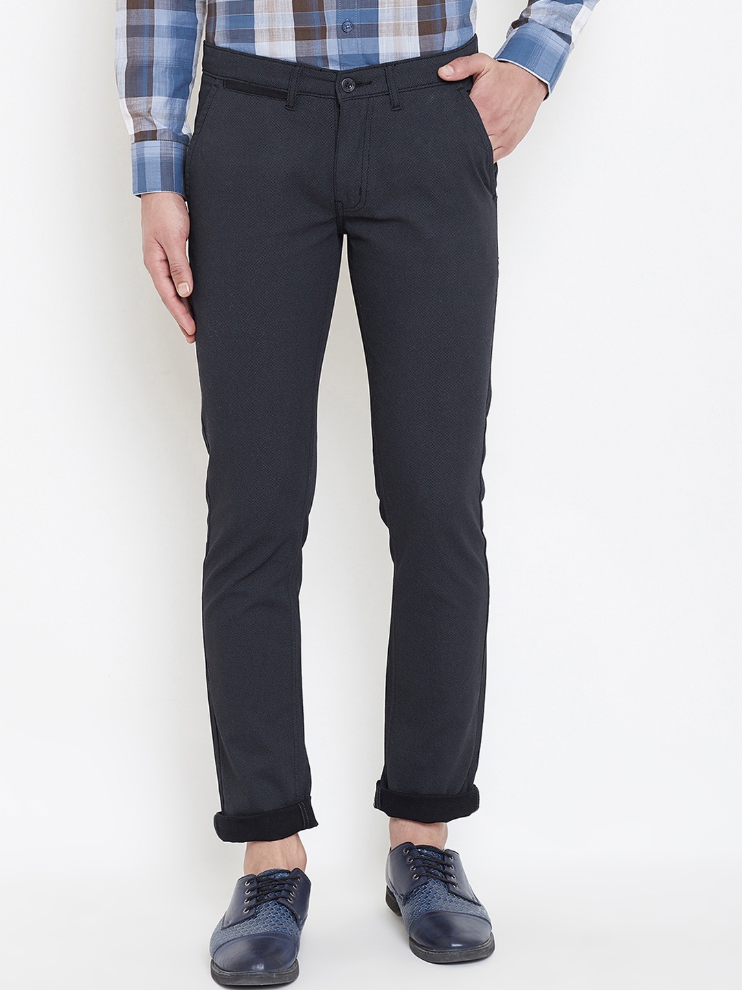 

Duke Men Black Slim Fit Self Design Regular Trousers
