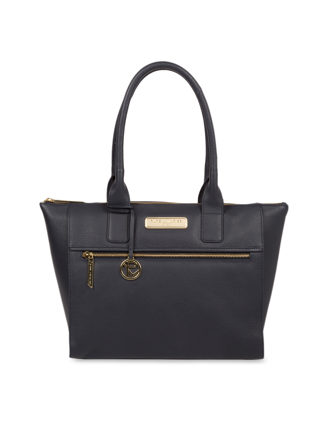

PURE LUXURIES LONDON Women Navy Blue Solid Genuine Leather Faye Tote Bag