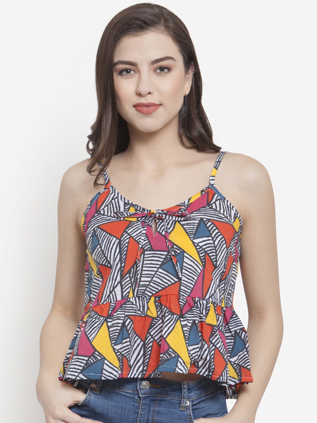 

Martini Women Red Printed Peplum Top