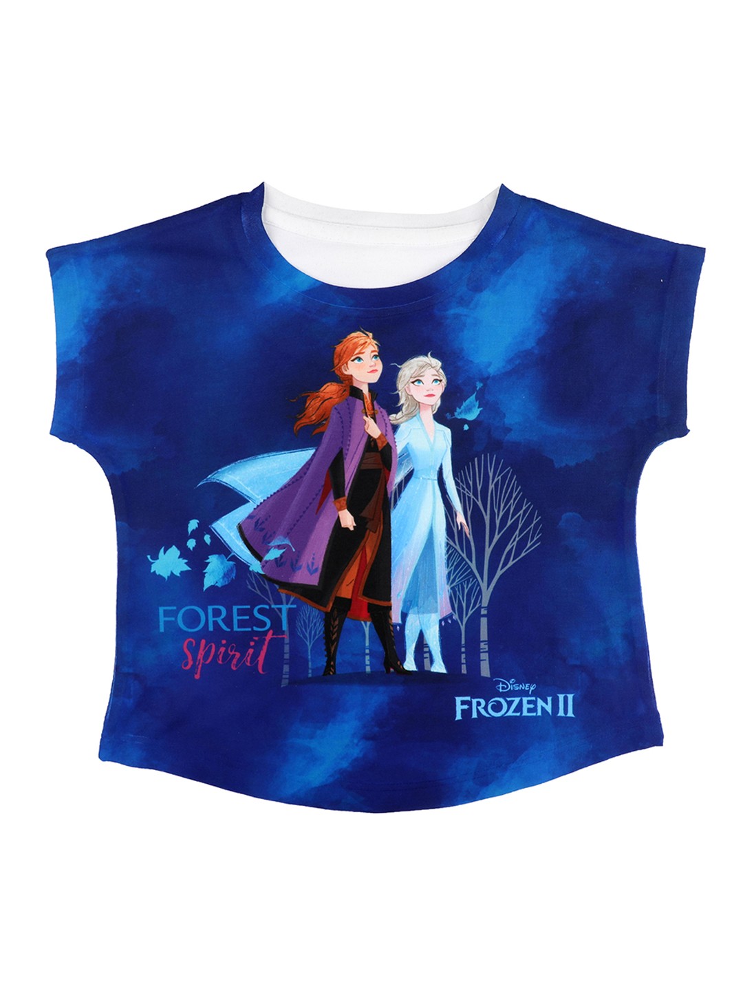 

Disney by Wear Your Mind Blue & White Elsa & Anna Printed Top