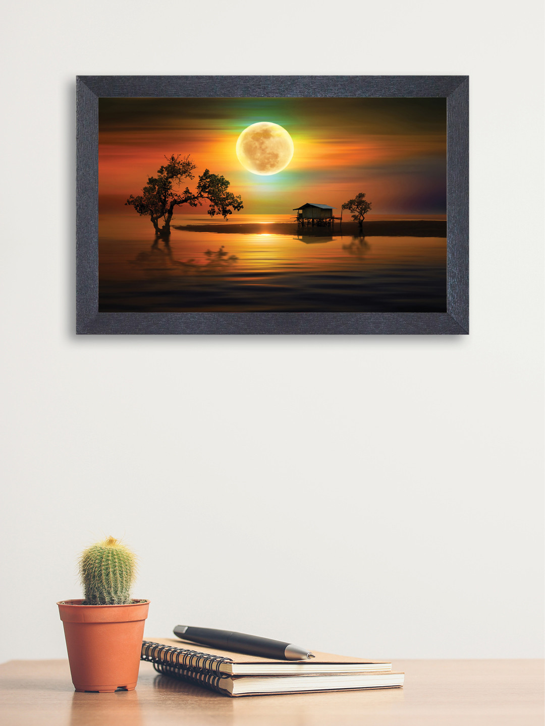 

nest ART Orange & Black Synthetic Wood Sunrise Wall Art