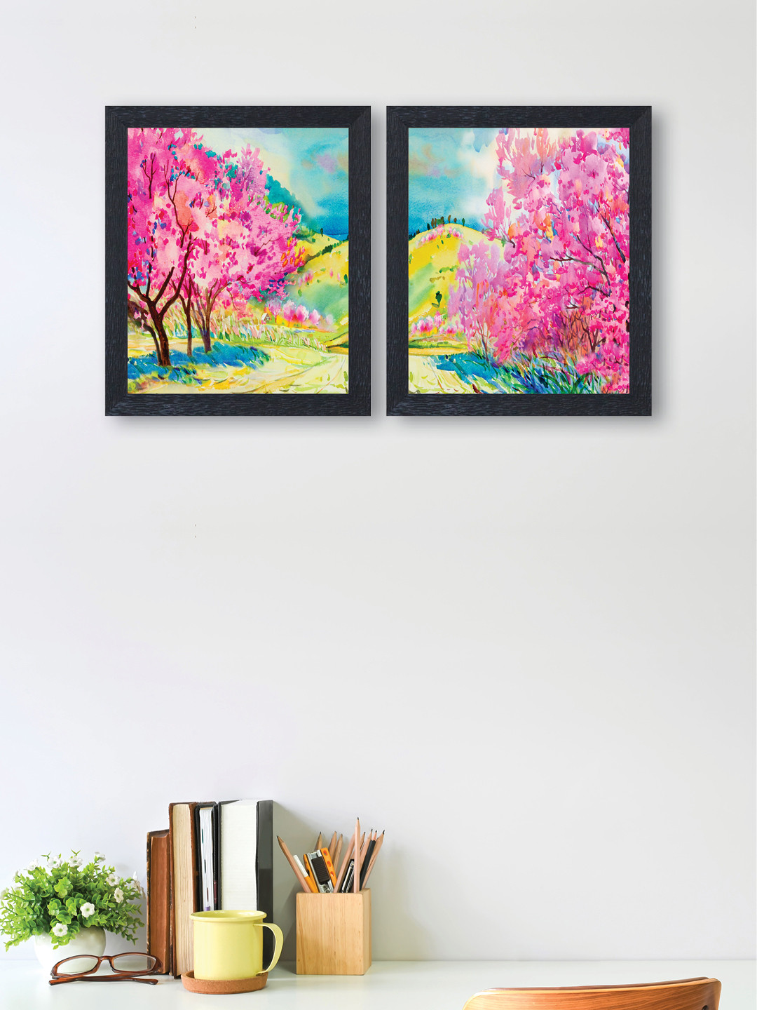 

nest ART Set of 2 Multicoloured Synthetic Wood Nature Beauty Wall Art, Multi