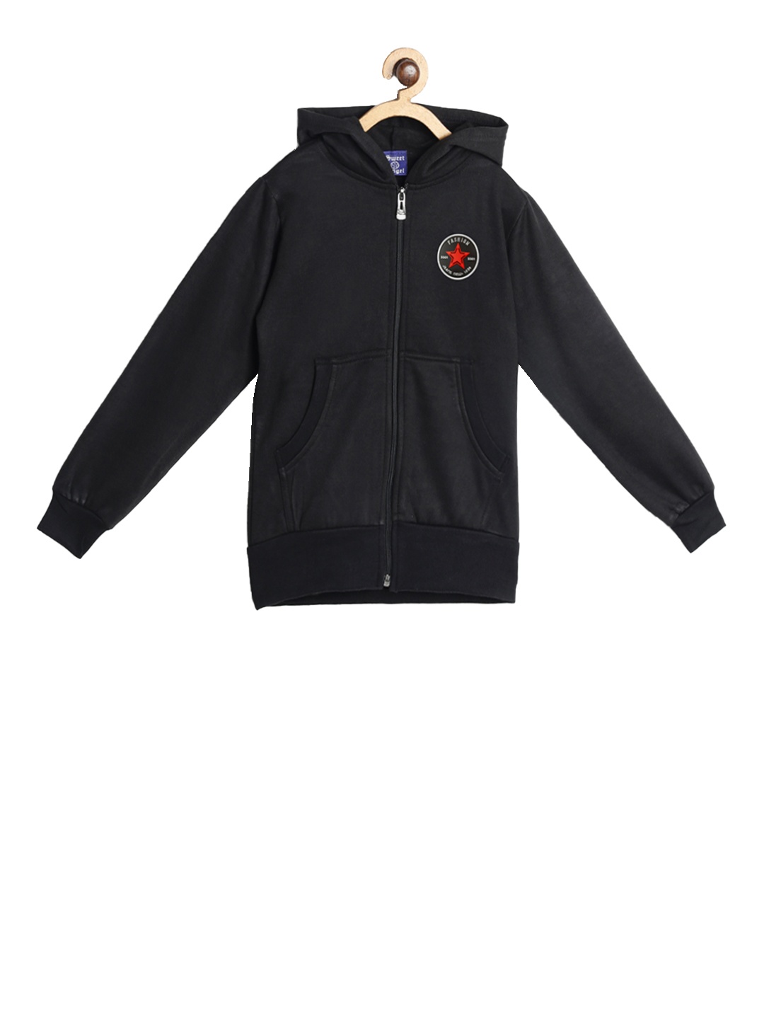 

SWEET ANGEL Girls Black Solid Hooded Sweatshirt