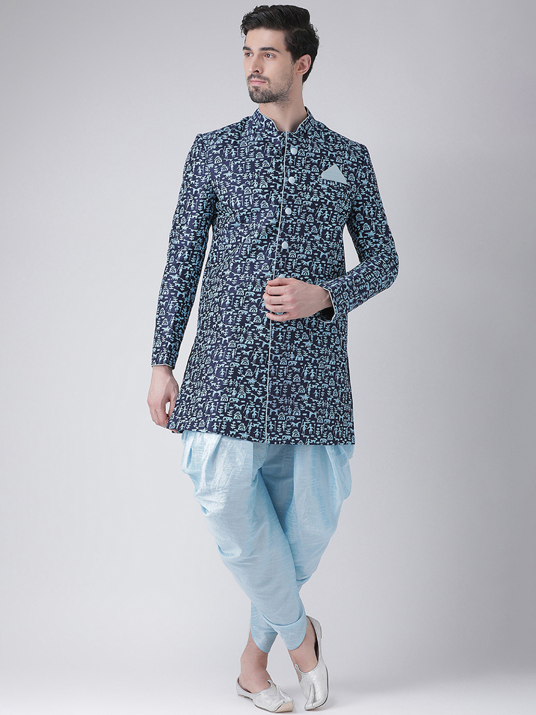 

DEYANN Men Blue Sherwani With Dhoti Pants