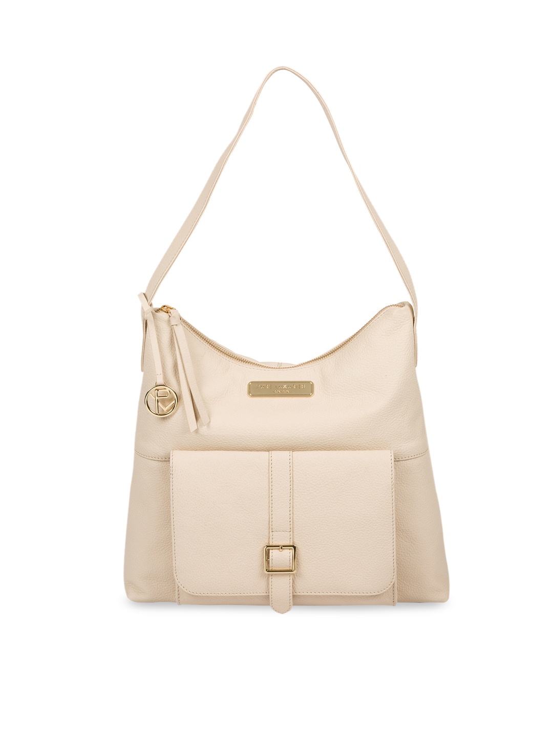 

PURE LUXURIES LONDON Women Cream-Coloured Frappe Imogen Leather Shoulder Bag