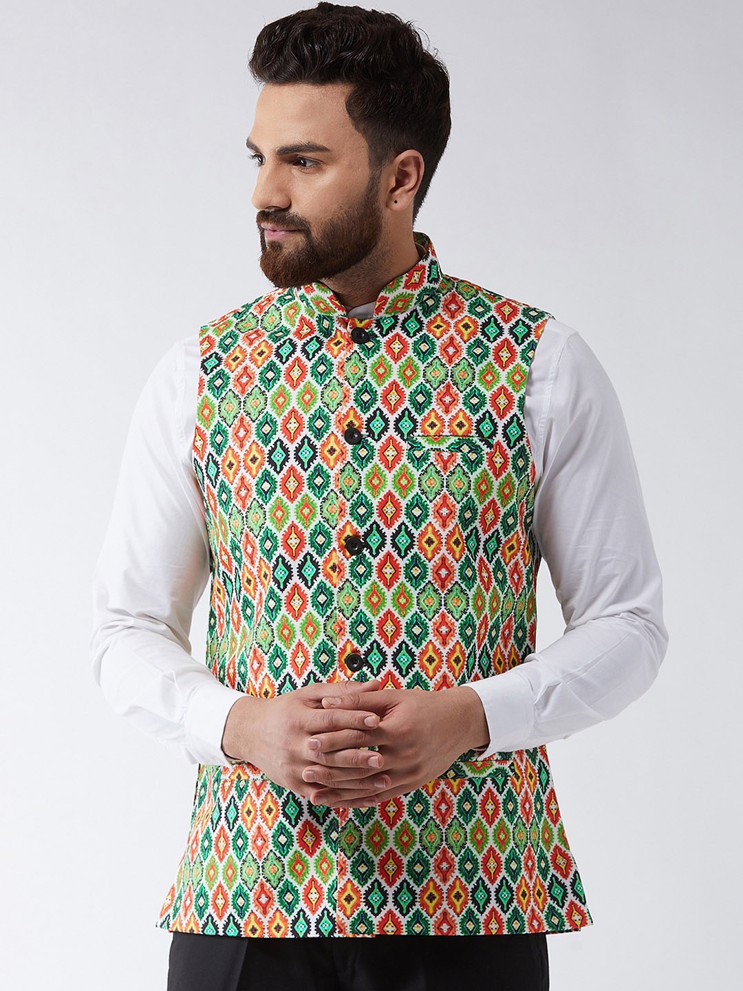 

SOJANYA Men Multicoloured Printed Nehru Jacket, Multi