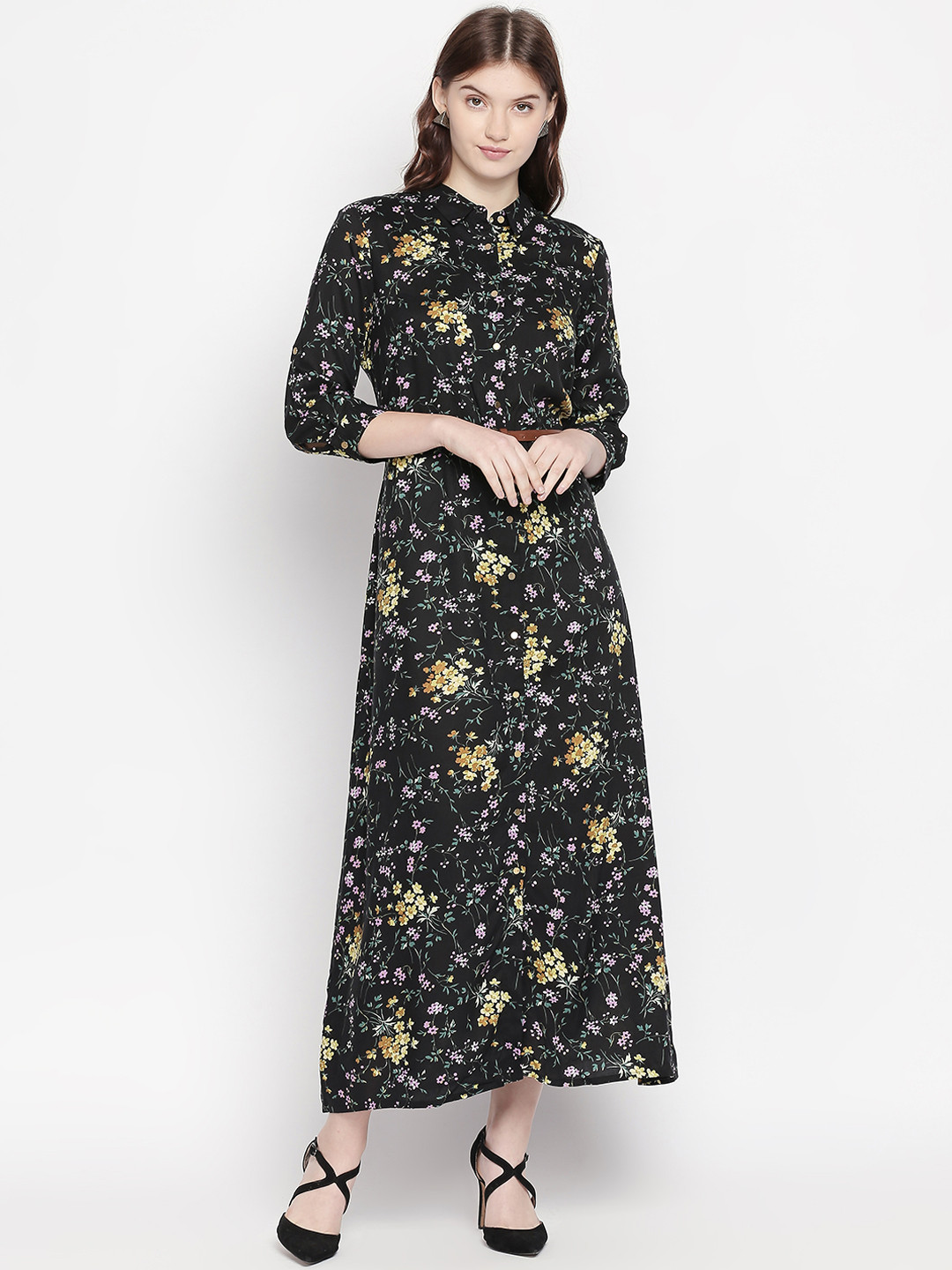 

Honey by Pantaloons Women Black & Yellow Shirt Dress
