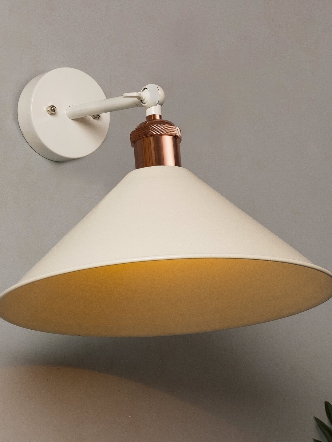 Homesake White Solid Handcrafted Barn Cone Swing Arm Light