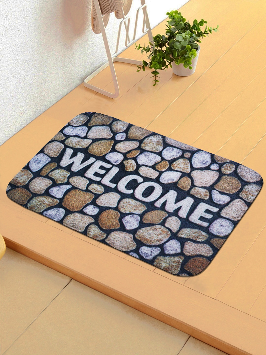 

Status Blue & Brown Printed Ant-Skid Doormat