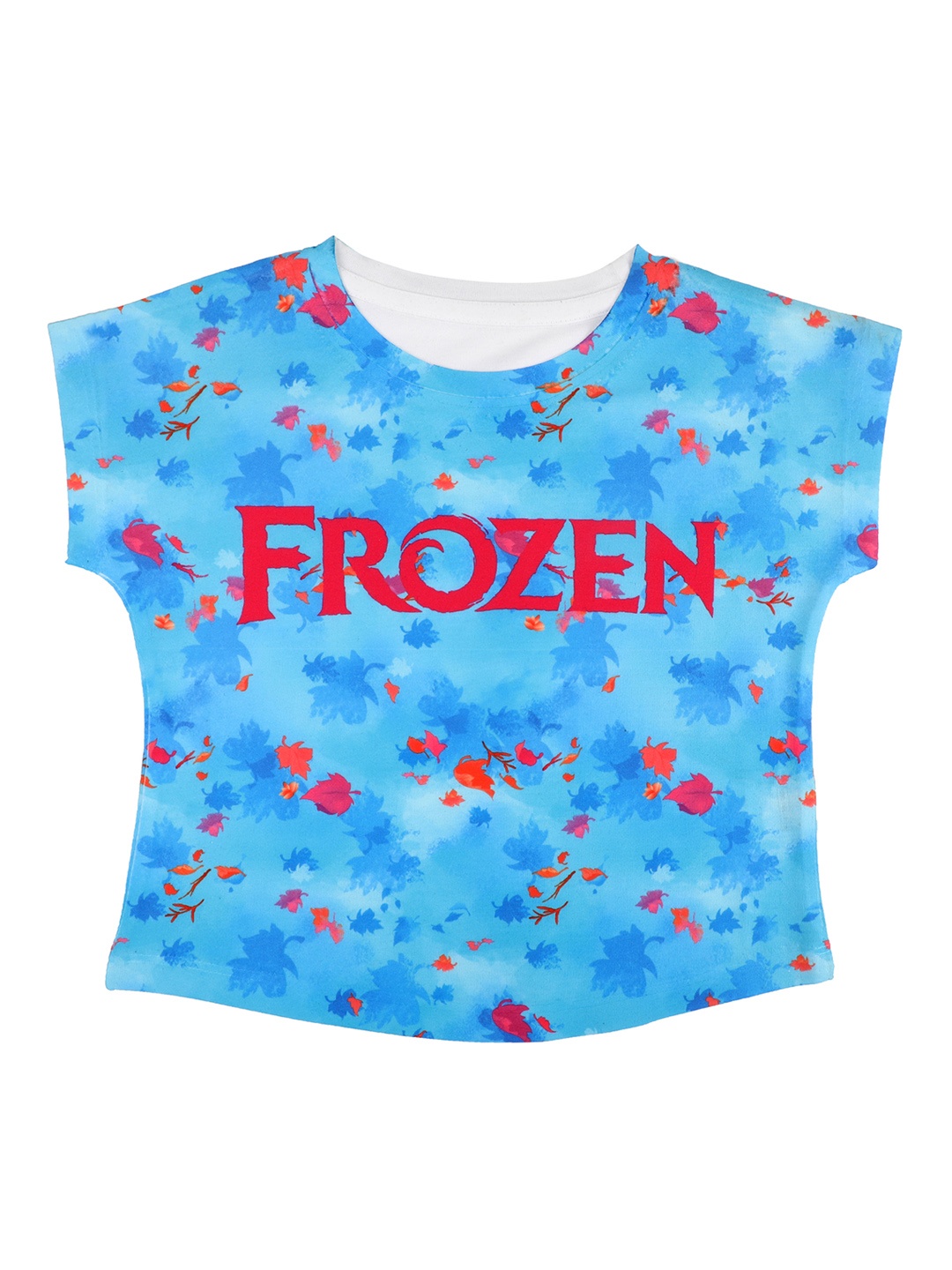 

Disney by Wear Your Mind Girls Blue Printed Round Neck T-shirt