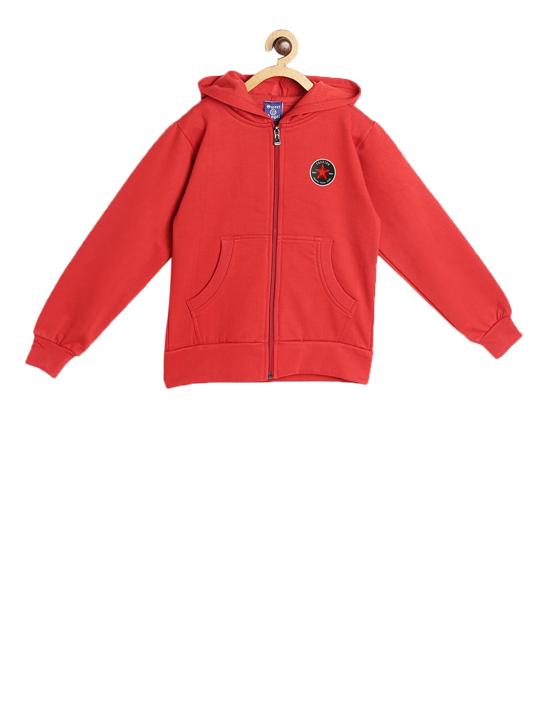 

SWEET ANGEL Girls Red Solid Hooded Sweatshirt